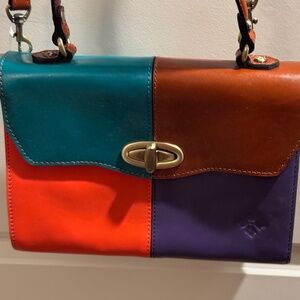 Patricia Nash Yorky top handle multi colored leather crossbody NEW